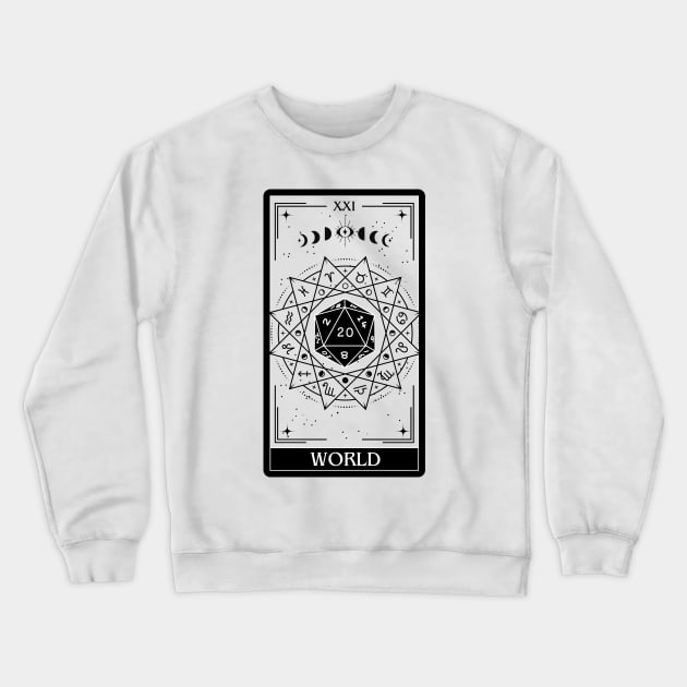 World Tarot Card D&D Nat 20 Dungeons & Dragons T-Shirt Black Crewneck Sweatshirt by JaeSlaysDragons